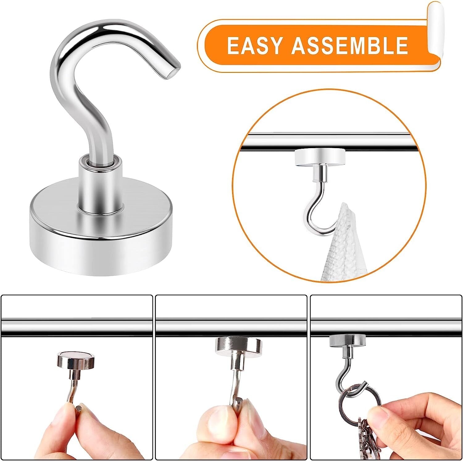 10 X Heavy Duty Magnetic Hooks Multipurpose Strong Hanging Magnets Hangers