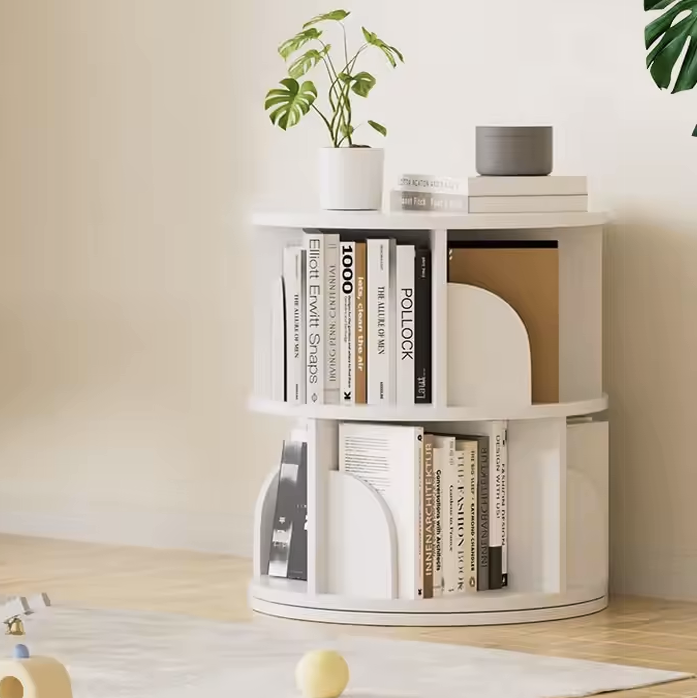 Sanctuary 360-degree Rotating 2 Tier Display Shelf Bookcase Organiser (White)