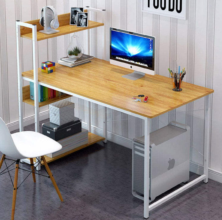 Edge Plus Combination Workstation Computer Desk with Storage Shelves (Oak)