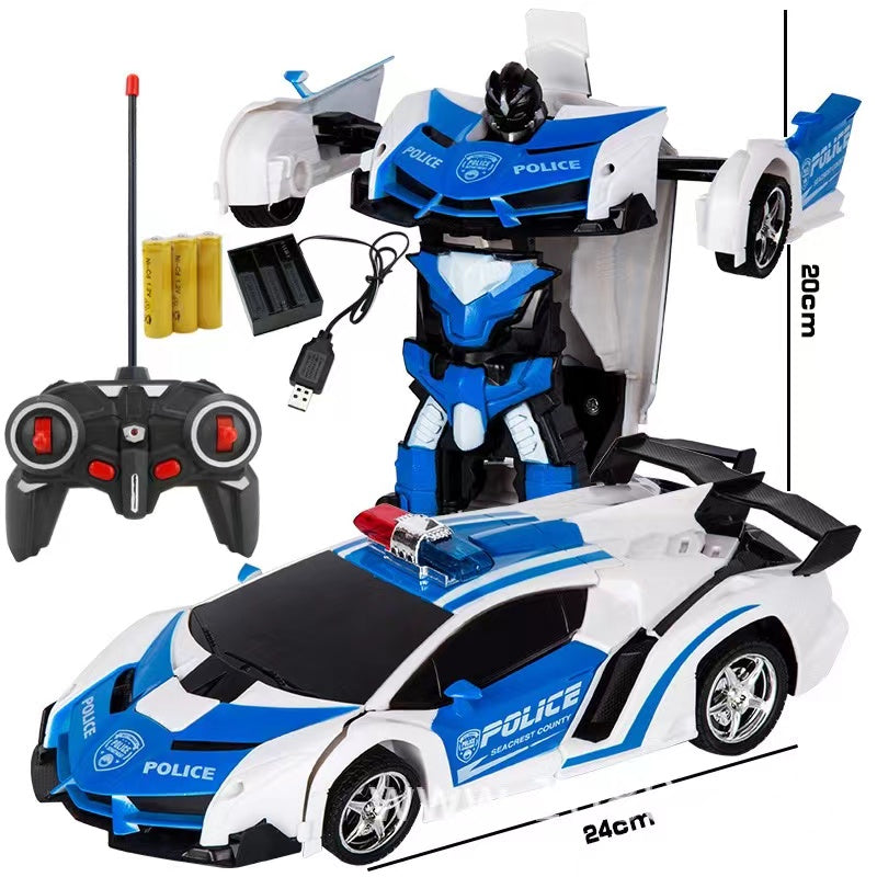2 In 1 Robot Lamborghini Police Super Transformer Remote Control Car Toy