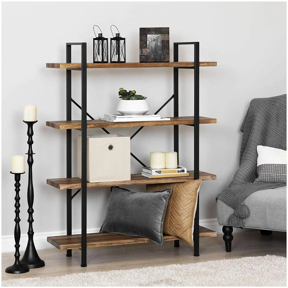 Envision Rustic 4-Tier Bookcase Storage Shelf Organizer