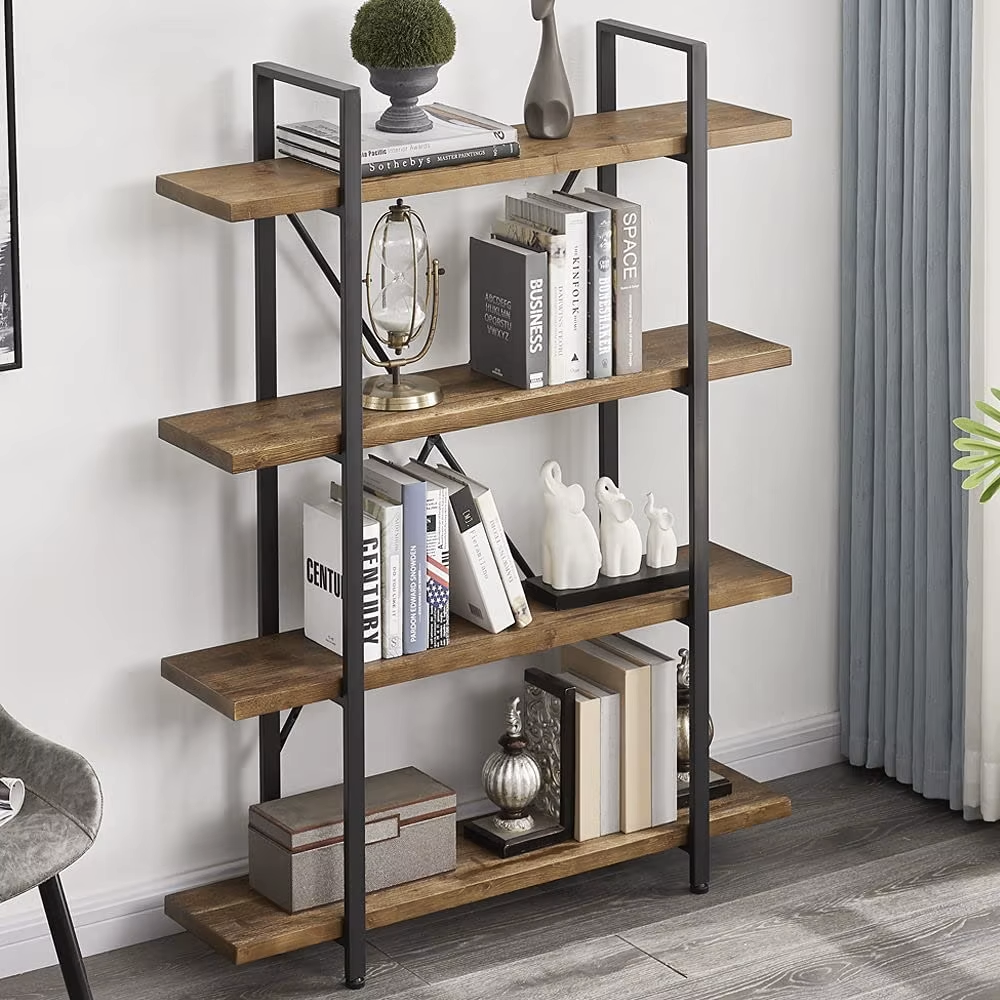 Envision Rustic 4-Tier Bookcase Storage Shelf Organizer