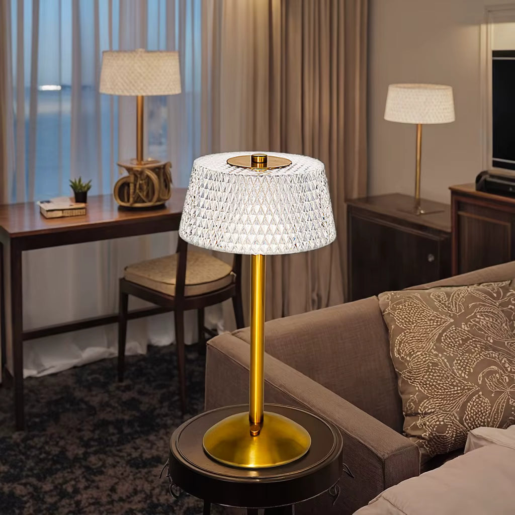 Luxe Diamond Crystal Table Lamp Touch-Dimmable LED Rechargeable Night Light