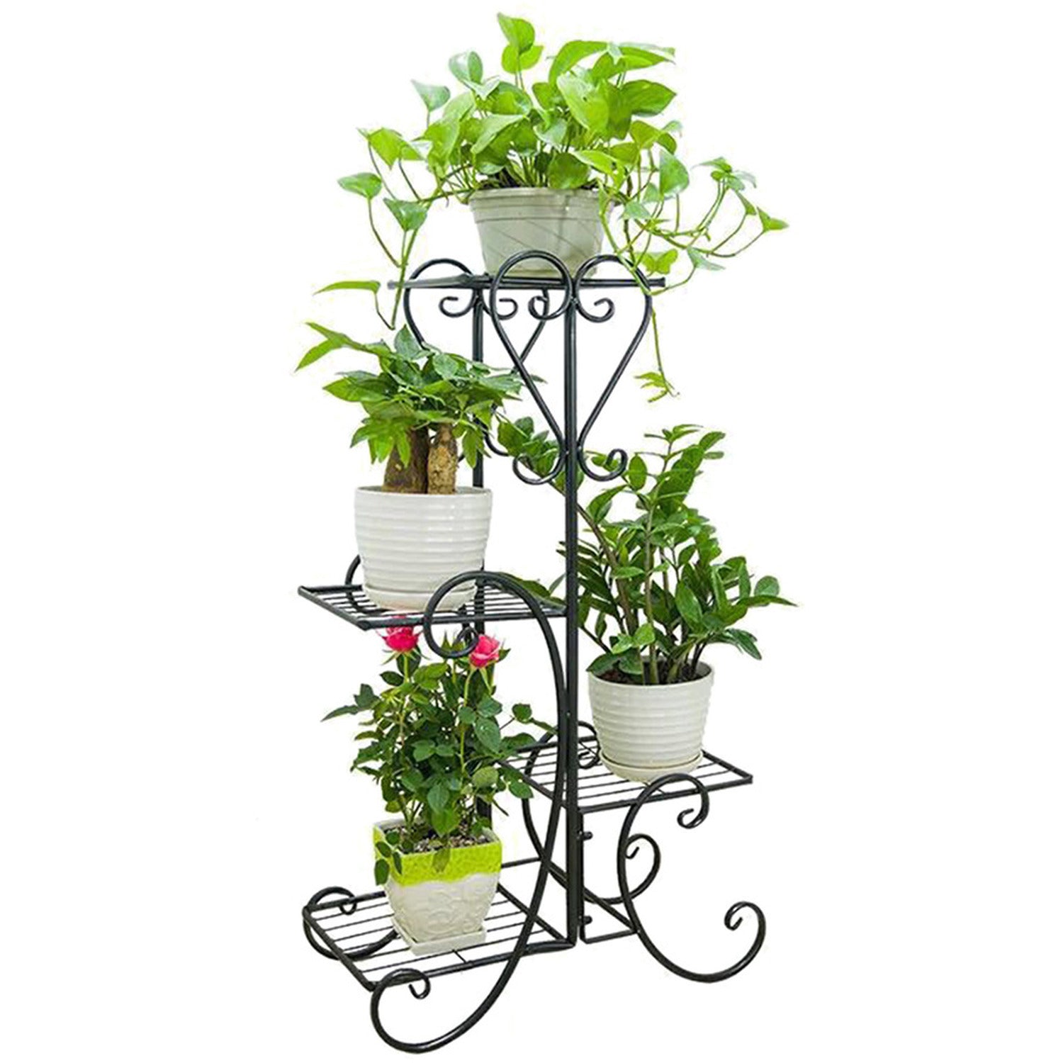 4-tier Metal Plant Stand Shelf Display Rack Flower Pot Holder Planter Garden Storage Organizer
