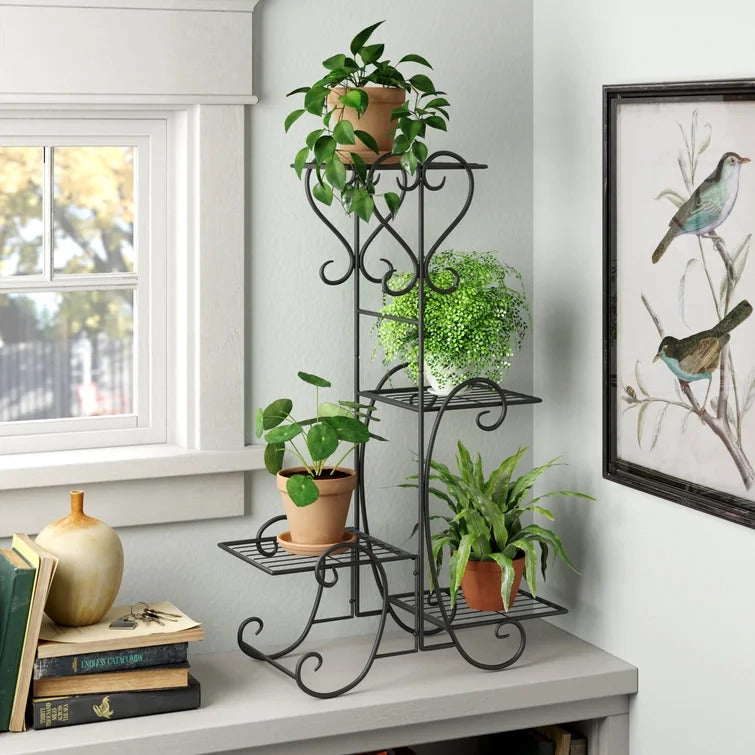 4-tier Metal Plant Stand Shelf Display Rack Flower Pot Holder Planter Garden Storage Organizer