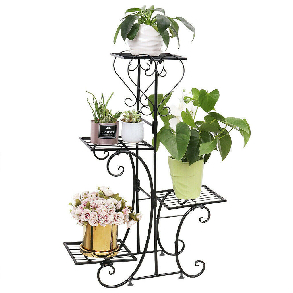 4-tier Metal Plant Stand Shelf Display Rack Flower Pot Holder Planter Garden Storage Organizer