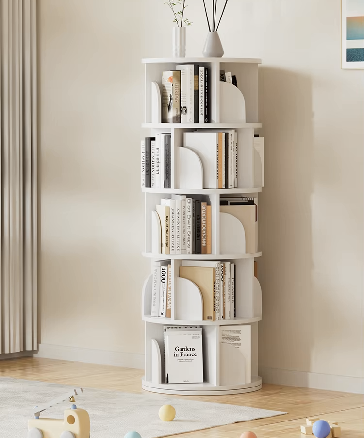 Sanctuary 360-degree Rotating 5 Tier Display Shelf Bookcase Organiser (White)