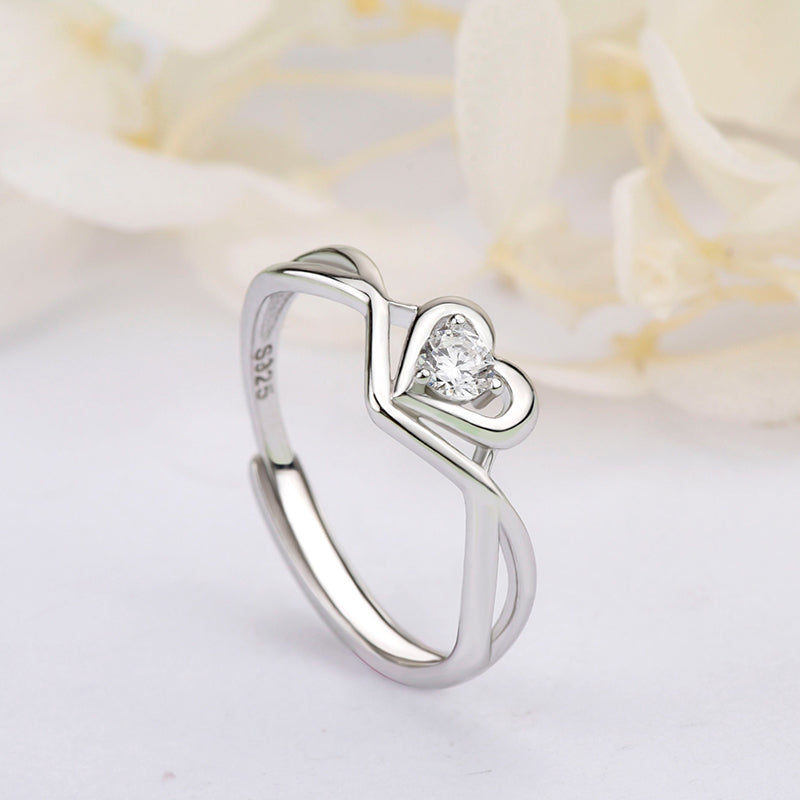 S925 Sterling Silver Love Heart Adjustable