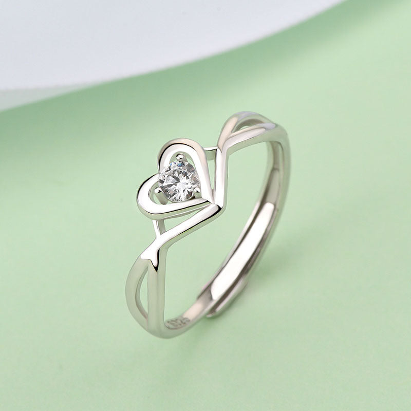 S925 Sterling Silver Love Heart Adjustable