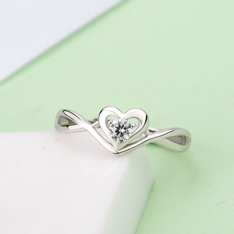 S925 Sterling Silver Love Heart Adjustable