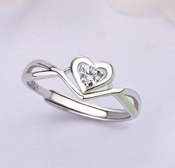 S925 Sterling Silver Love Heart Adjustable