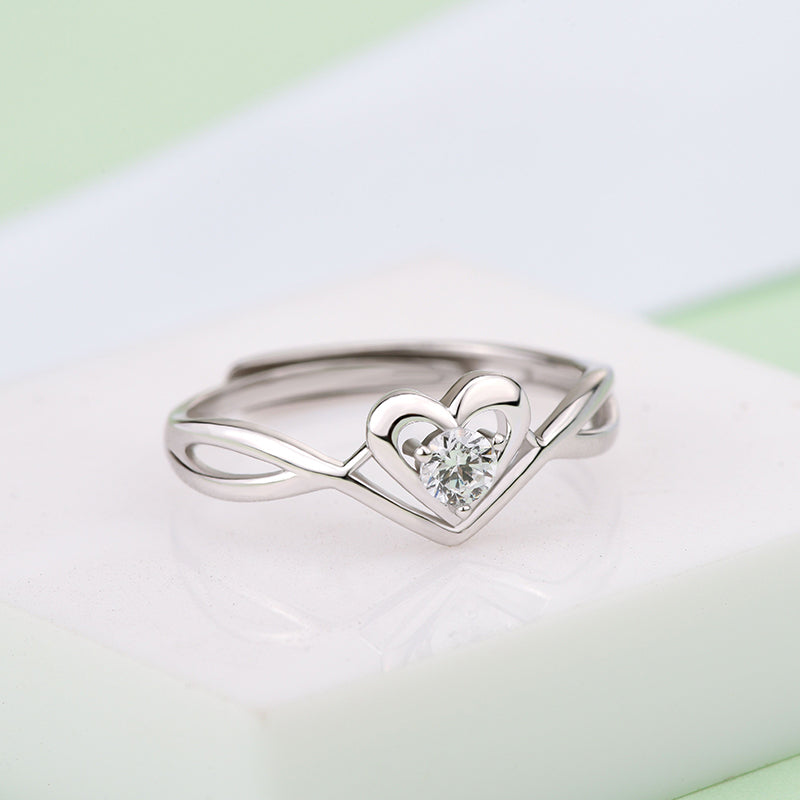S925 Sterling Silver Love Heart Adjustable