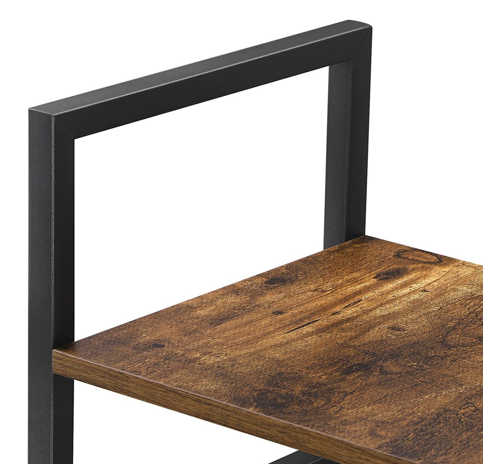 Multifunction Bookcase 4 Tier Rustic Wood & Steel Storage Shelf Organizer