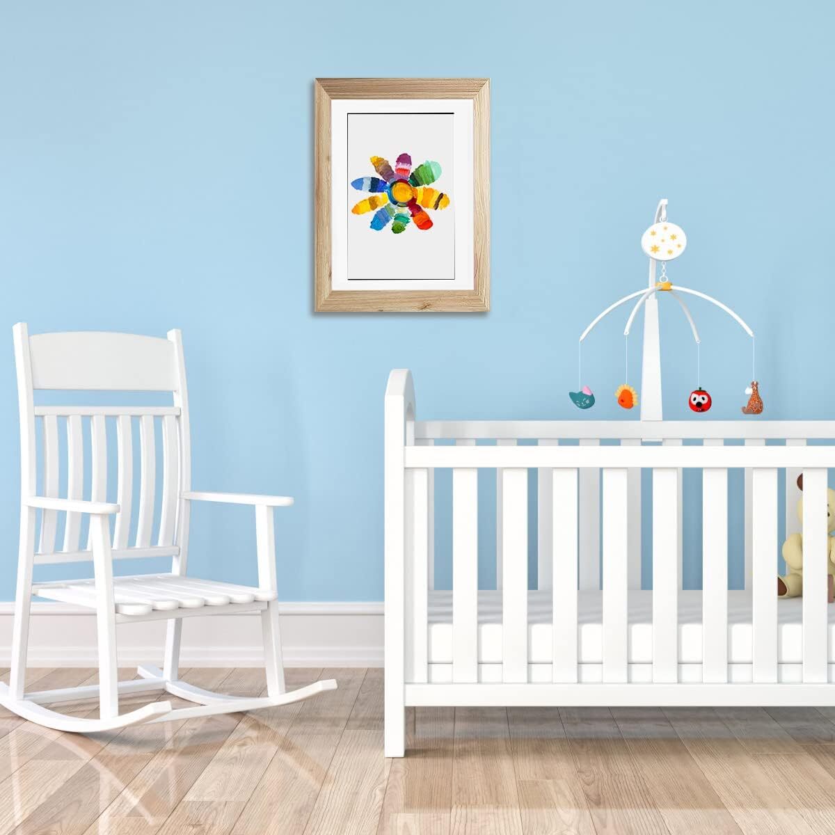 Kids Art Frame Wooden Artwork Display Children Drawing Storage Holds 150 Pictures (Oak)