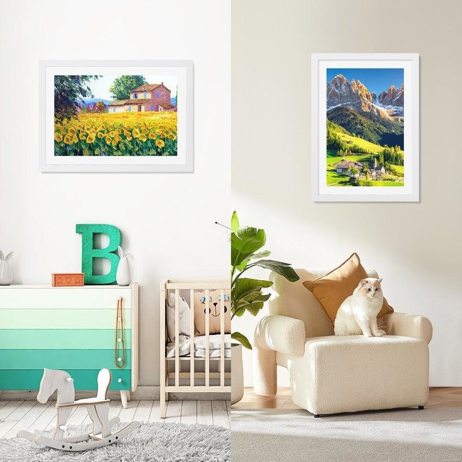 A3 Kids Art Frame Wooden Artwork Display Children Drawing Storage Holds 150 Pictures (White)