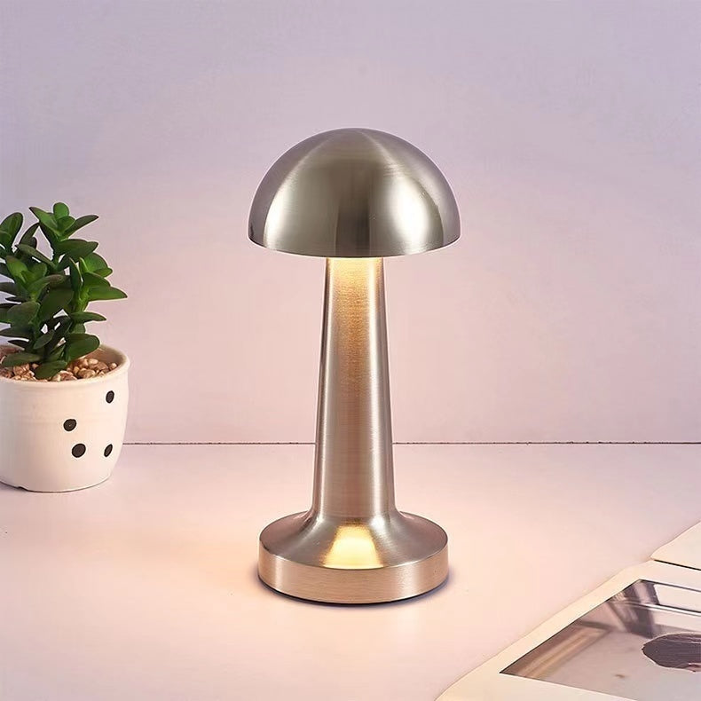 Luxe Designer LED Table Lamp Cordless Touch Sensor Night Light (Silver, Dome)