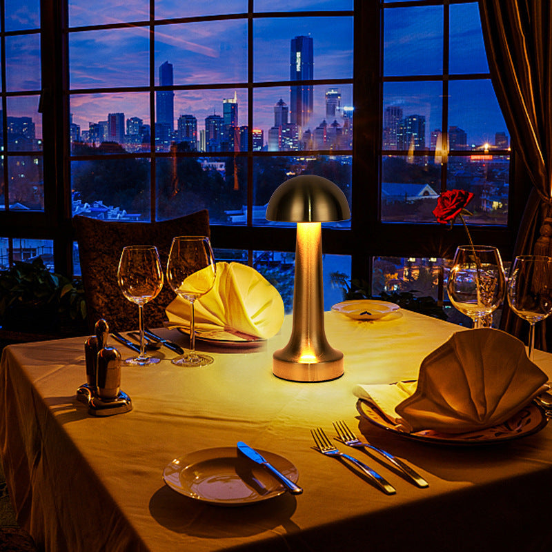 Luxe Designer LED Table Lamp Cordless Touch Sensor Night Light (Silver, Dome)