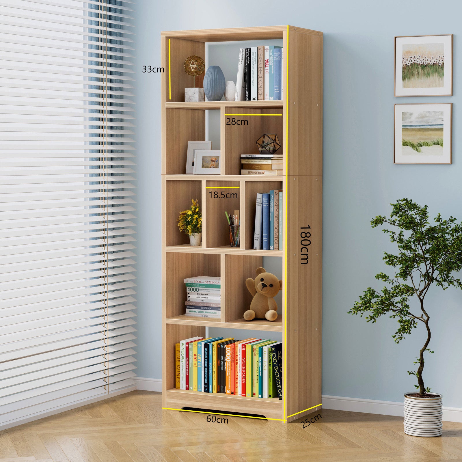 Aurora 1800mm Streamline Tall Display Shelf Bookshelf Organizer (Oak)