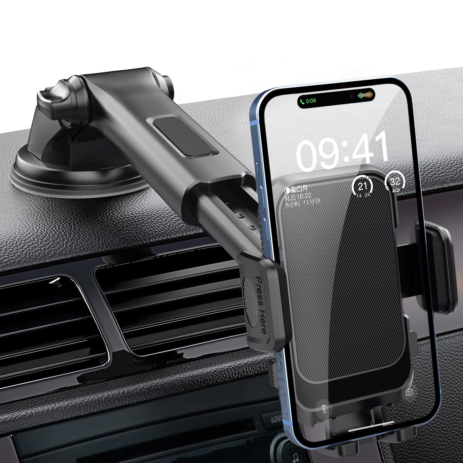 2-in-1 Universal Car Phone Holder Mount Dashboard Vent Windshield