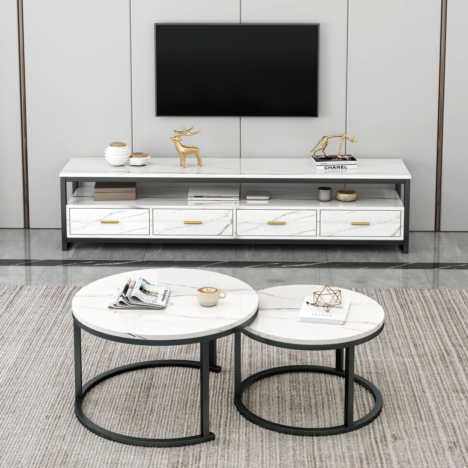 Synergy 2 In 1 Designer Nesting Coffee Tables (White)