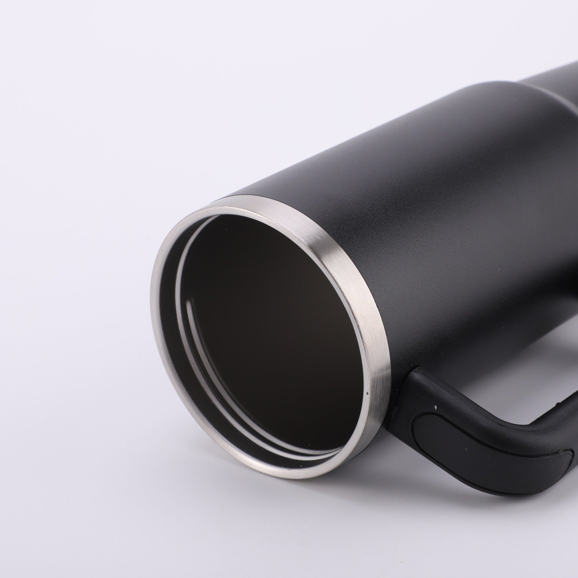 40oz Stainless Steel Insulated Tumbler with Handle Straw Travel Mug (Black)