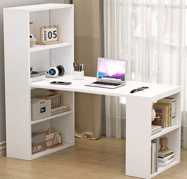 Varossa's Organizer Combination Workstation Computer Desk with 6 Storage Shelves (White)