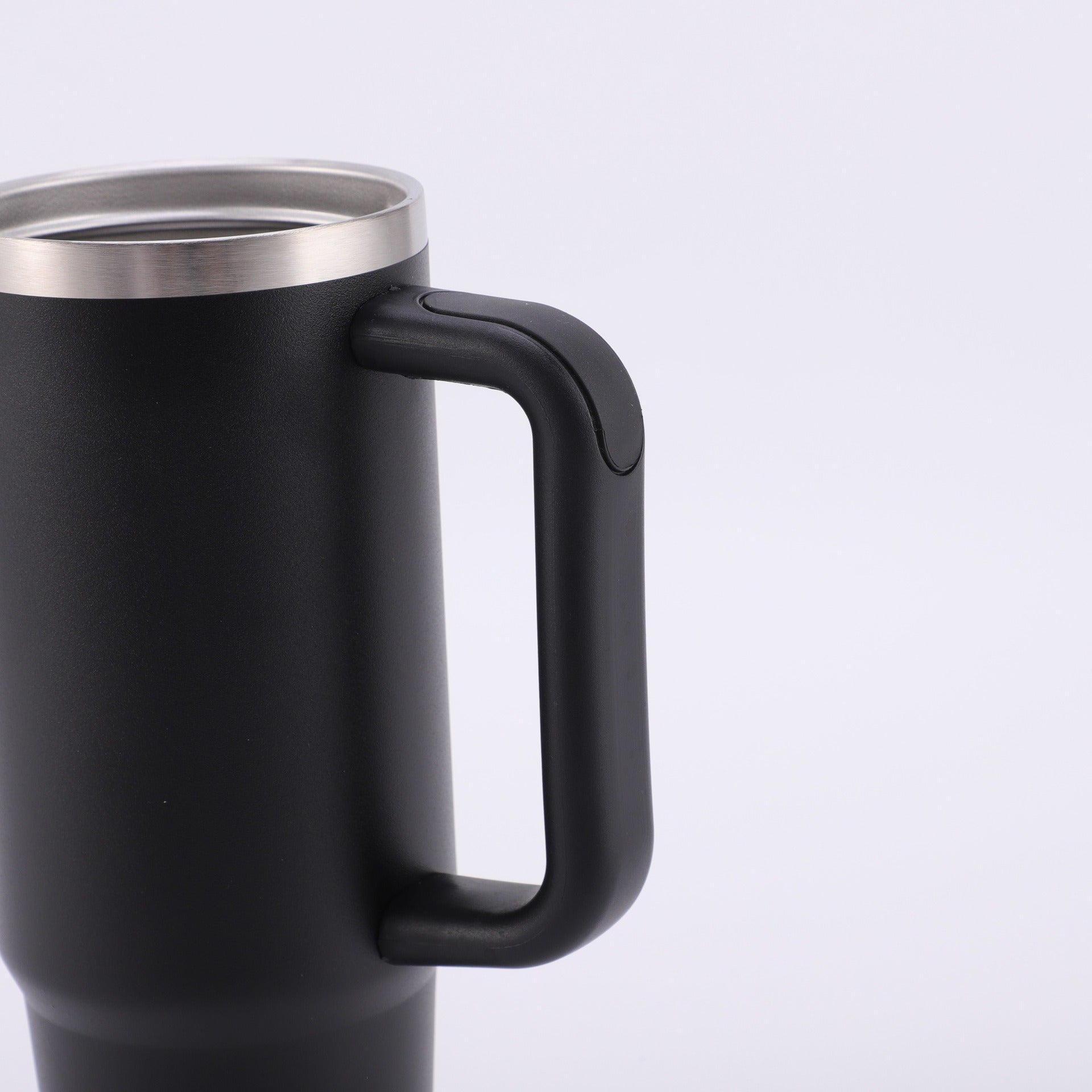 40oz Stainless Steel Insulated Tumbler with Handle Straw Travel Mug (Black)