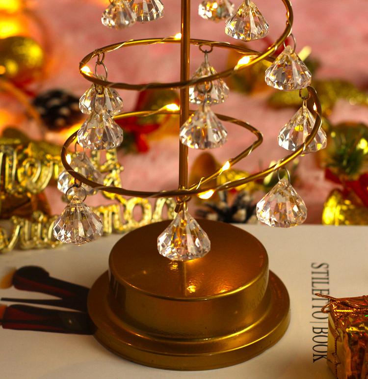 Gold Spiral LED Crystal Christmas Tree Lamp Light