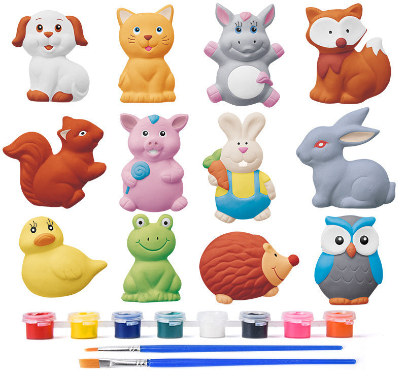 Large Plaster Painting Set Paint Your Own Figurines Arts and Crafts DIY Toy Kit (Animals)