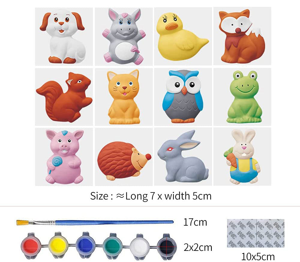 Large Plaster Painting Set Paint Your Own Figurines Arts and Crafts DIY Toy Kit (Animals)