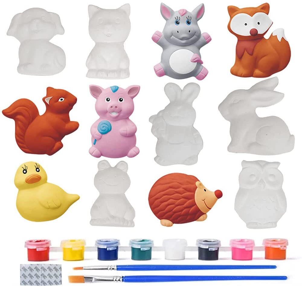 Large Plaster Painting Set Paint Your Own Figurines Arts and Crafts DIY Toy Kit (Animals)