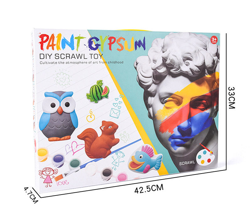 Large Plaster Painting Set Paint Your Own Figurines Arts and Crafts DIY Toy Kit (Animals)