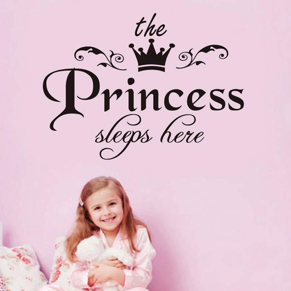 The Princess Sleeps Here Wall Stickers Girls Bedroom Decoration Vinyl Decal DIY Decor Mural Art