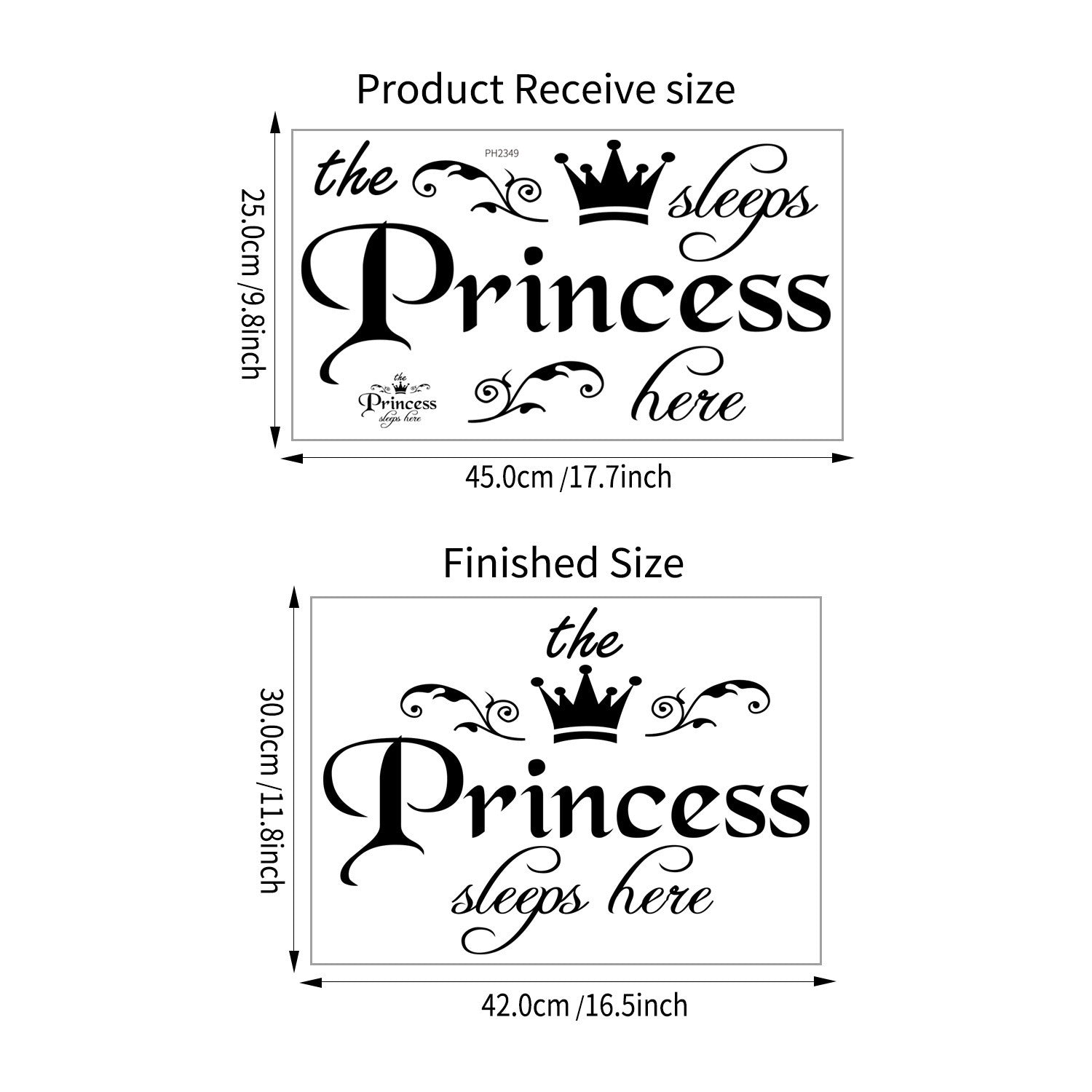 The Princess Sleeps Here Wall Stickers Girls Bedroom Decoration Vinyl Decal DIY Decor Mural Art