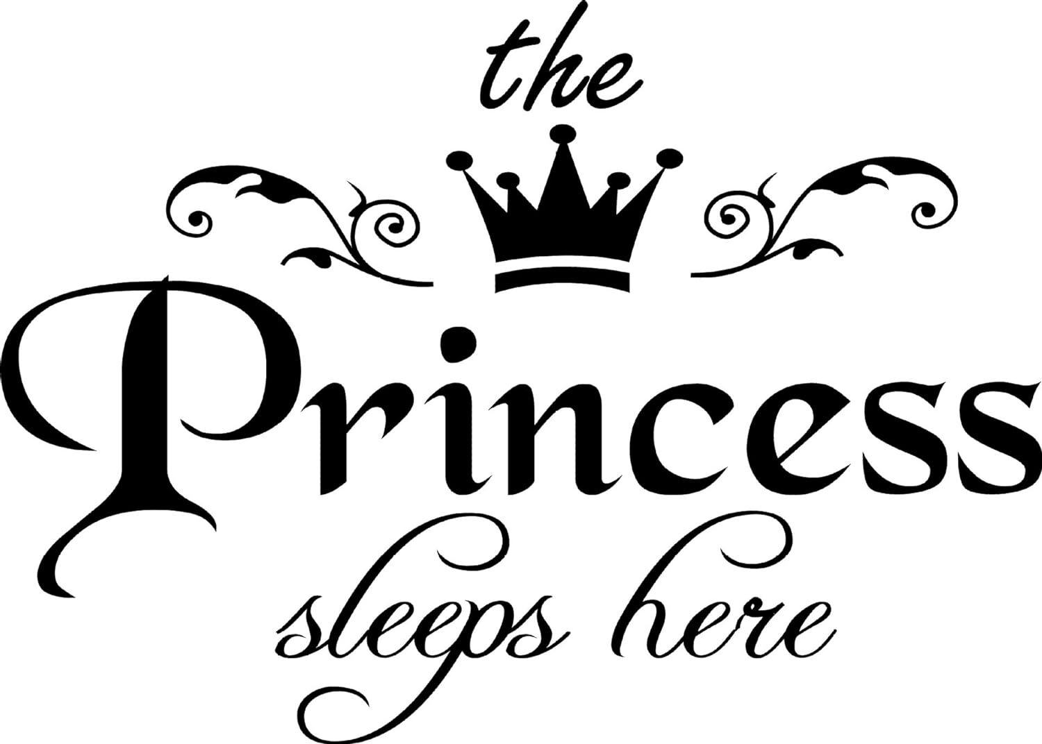 The Princess Sleeps Here Wall Stickers Girls Bedroom Decoration Vinyl Decal DIY Decor Mural Art
