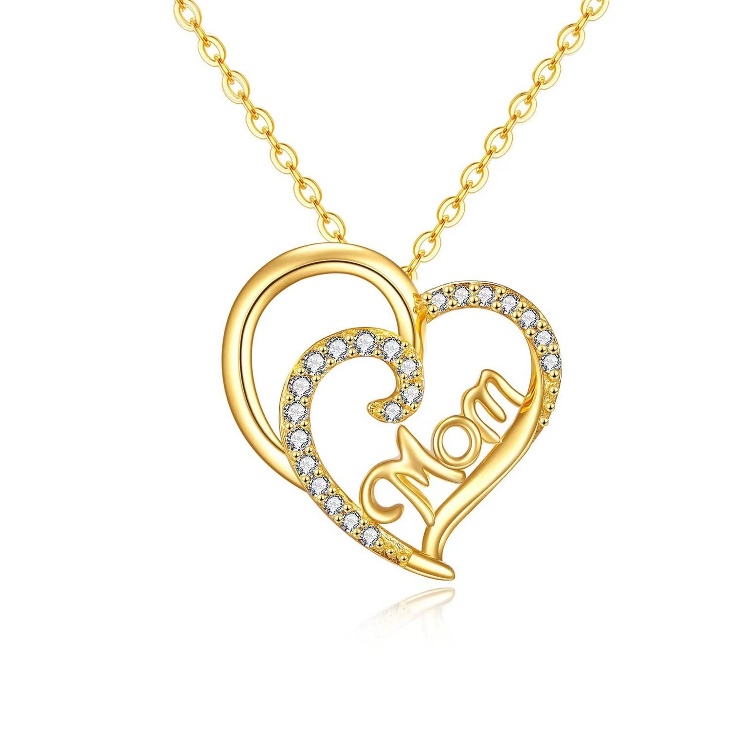 14K Gold Plated Sterling Silver Heart Shaped Mom Necklace