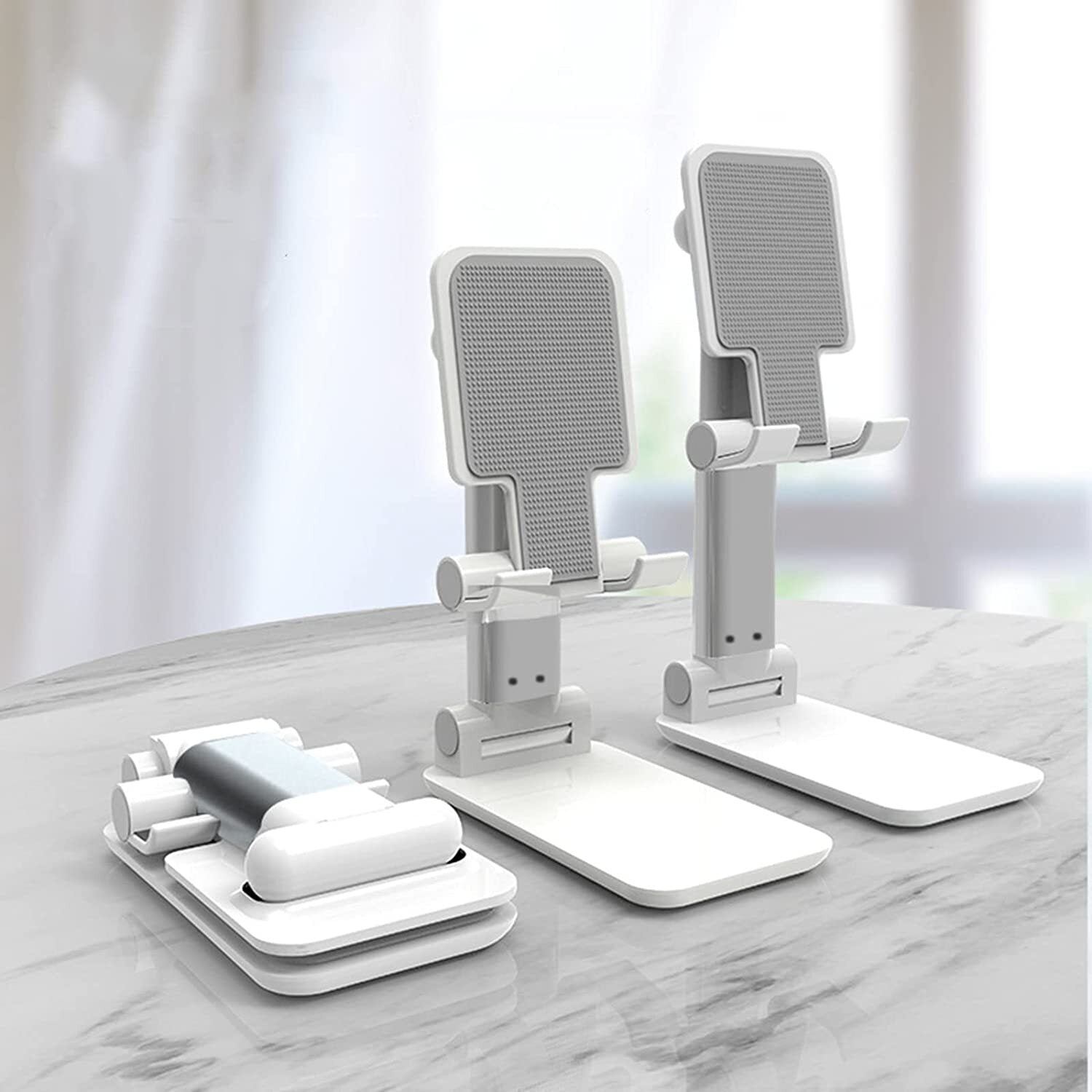 Universal Adjustable Mobile Phone Tablet iPad Desktop Metal Stand Holder (White)