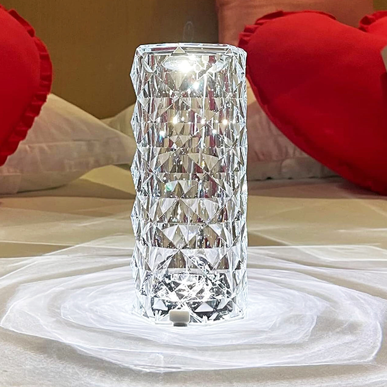 Rose Diamond Crystal LED Table Lamp Cordless Touch Sensor Night Light