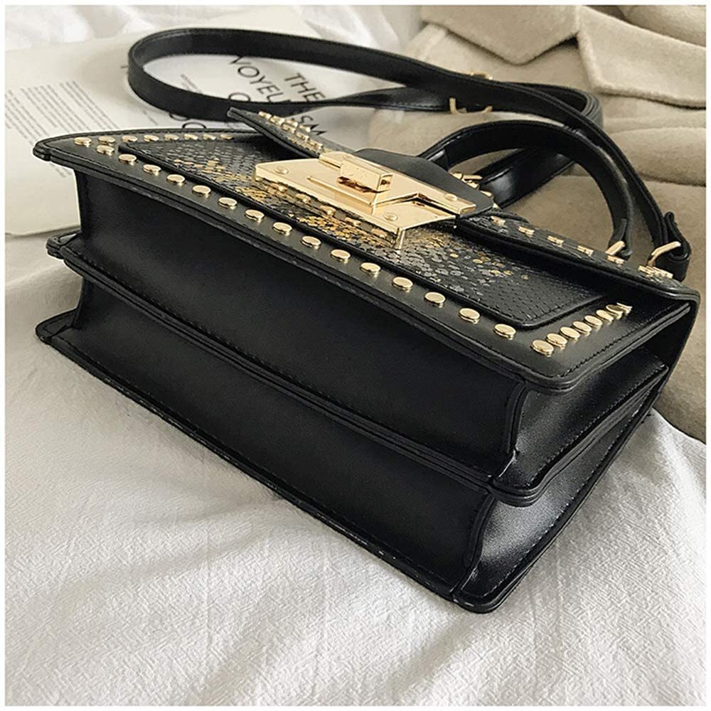 Luxe Designer Handbag Metal Studs Tote Satchel Bag Purple