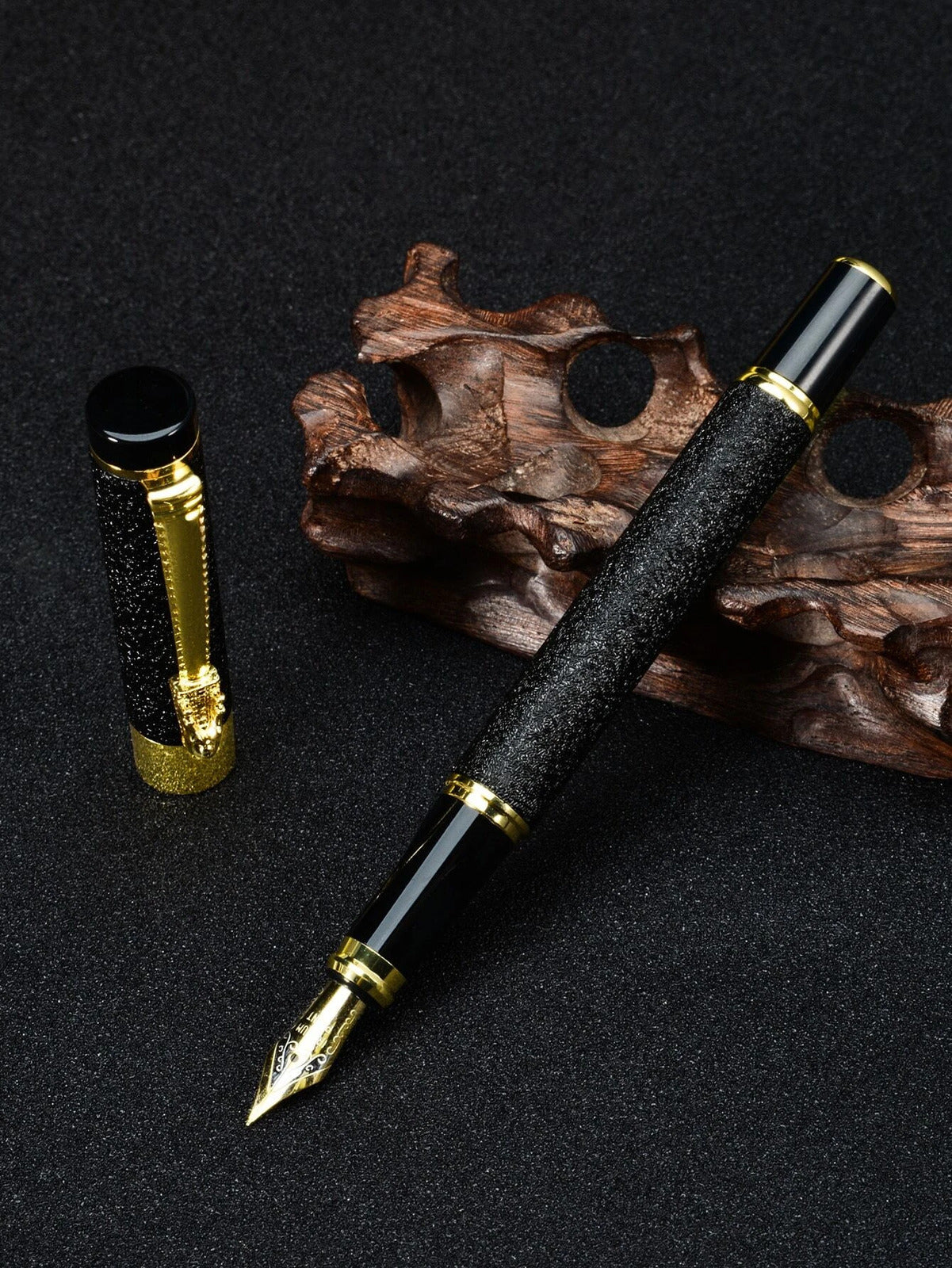 Classic Designer Dragon Metal Ink Fountain Pen (Black Frosted)