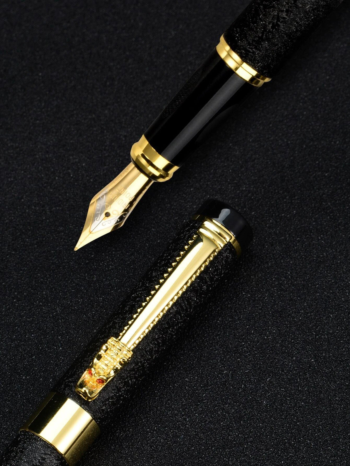 Classic Designer Dragon Metal Ink Fountain Pen (Black Frosted)