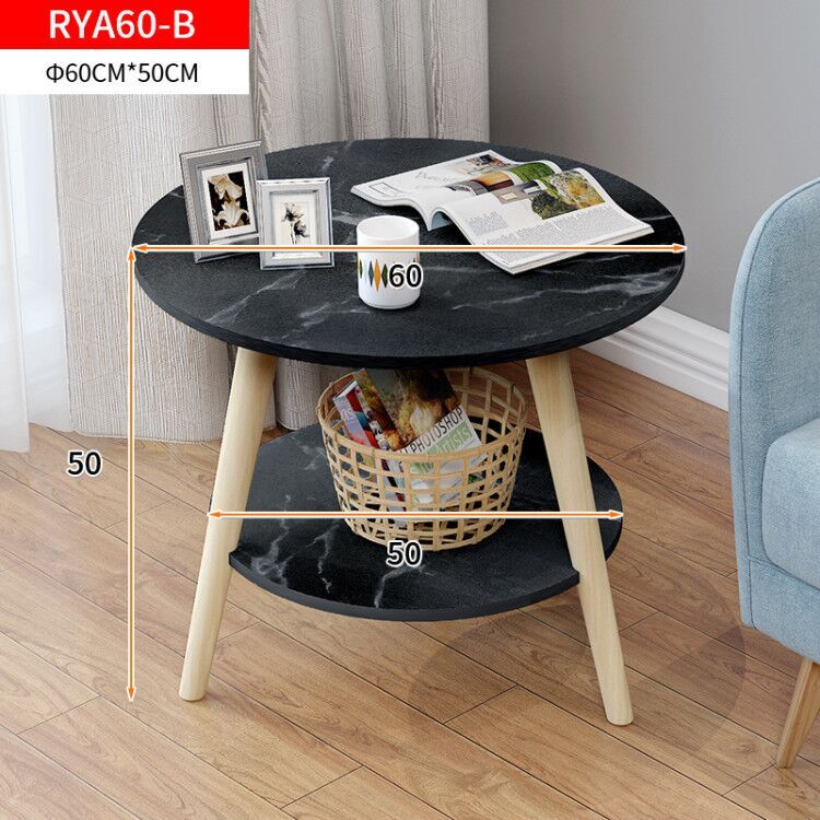 Malibu Black Marble Look Round End Coffee Table