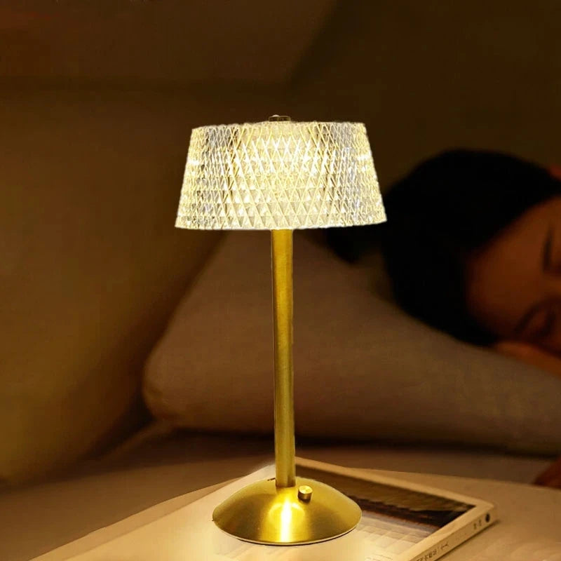 Luxe Diamond Crystal Table Lamp Touch-Dimmable LED Rechargeable Night Light