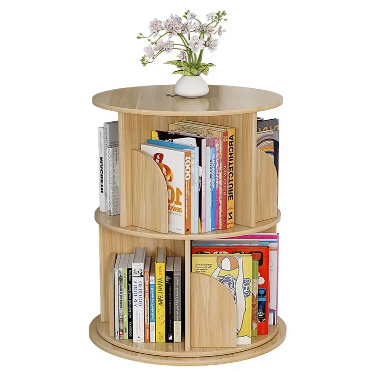 Sanctuary 360-degree Rotating 2 Tier Display Shelf Bookcase Organiser (Oak)