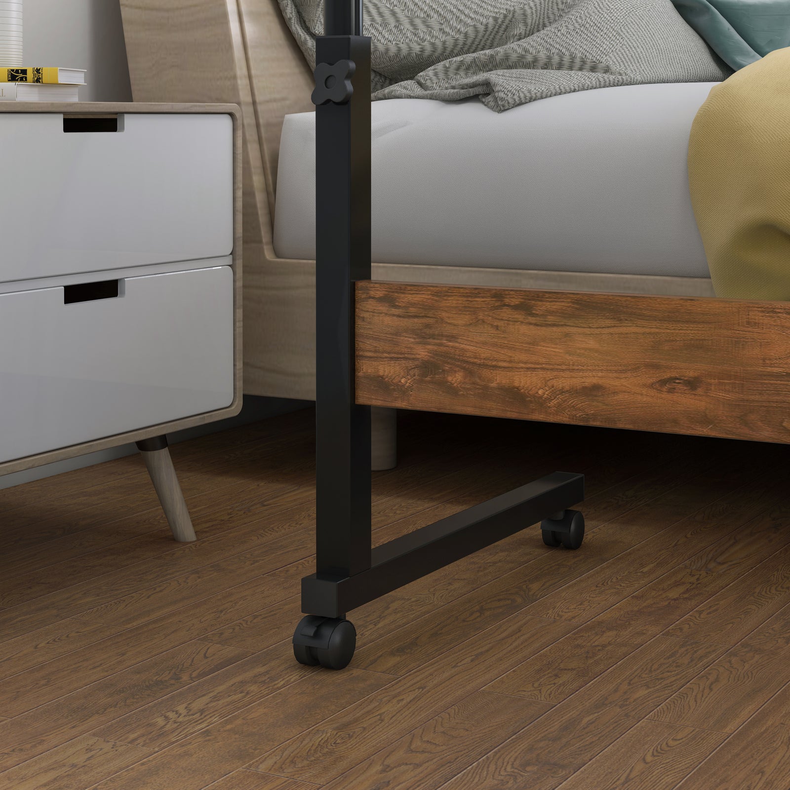 Impact Adjustable Portable Sofa Bed Side Table Laptop Desk with Wheels (Rustic Wood)