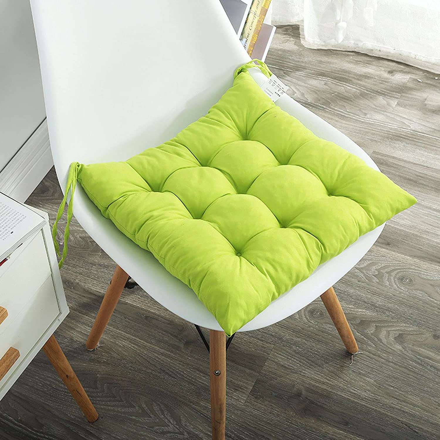 Dining /Office Chair Pad Cotton Seat Cushion (Lime Green)