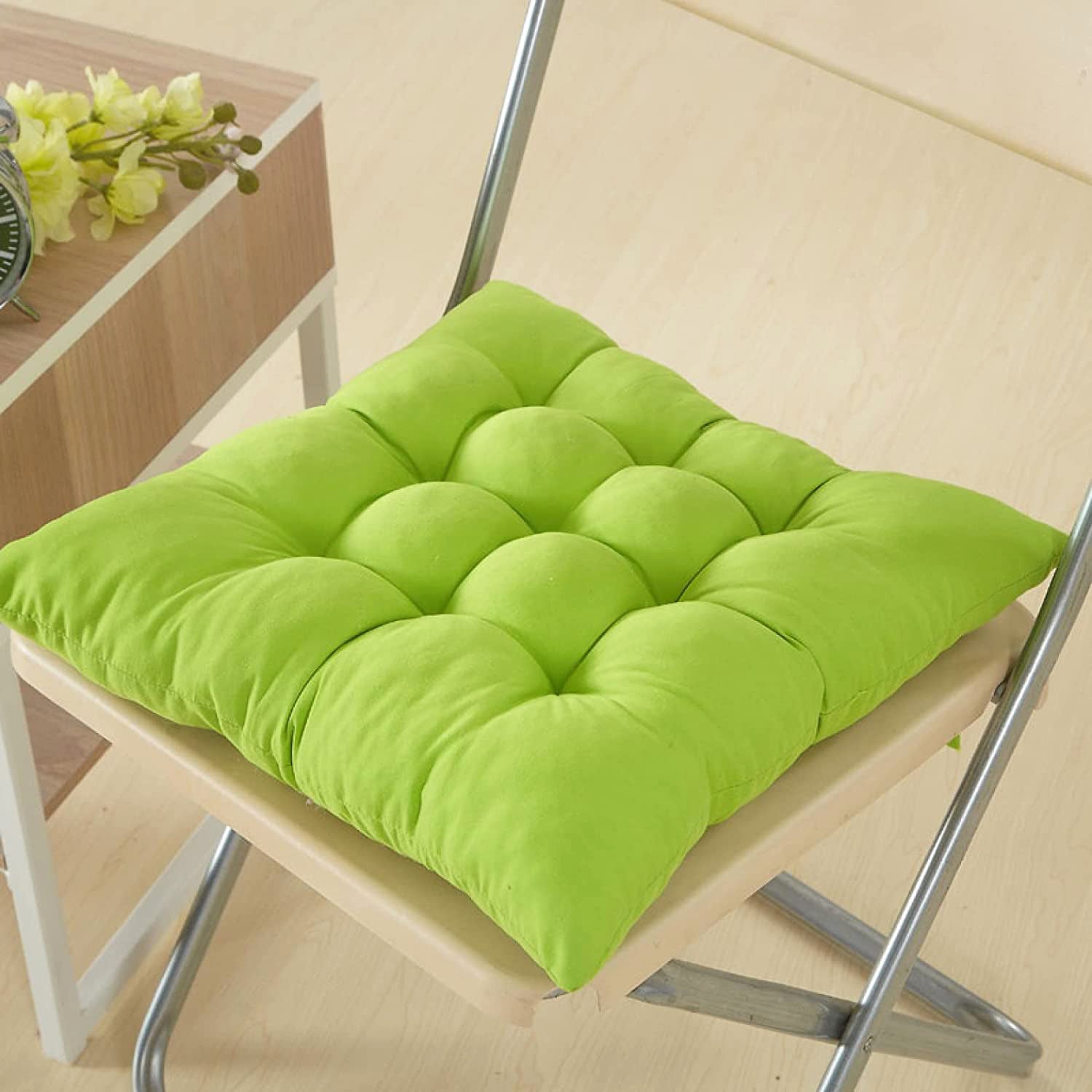 Dining /Office Chair Pad Cotton Seat Cushion (Lime Green)