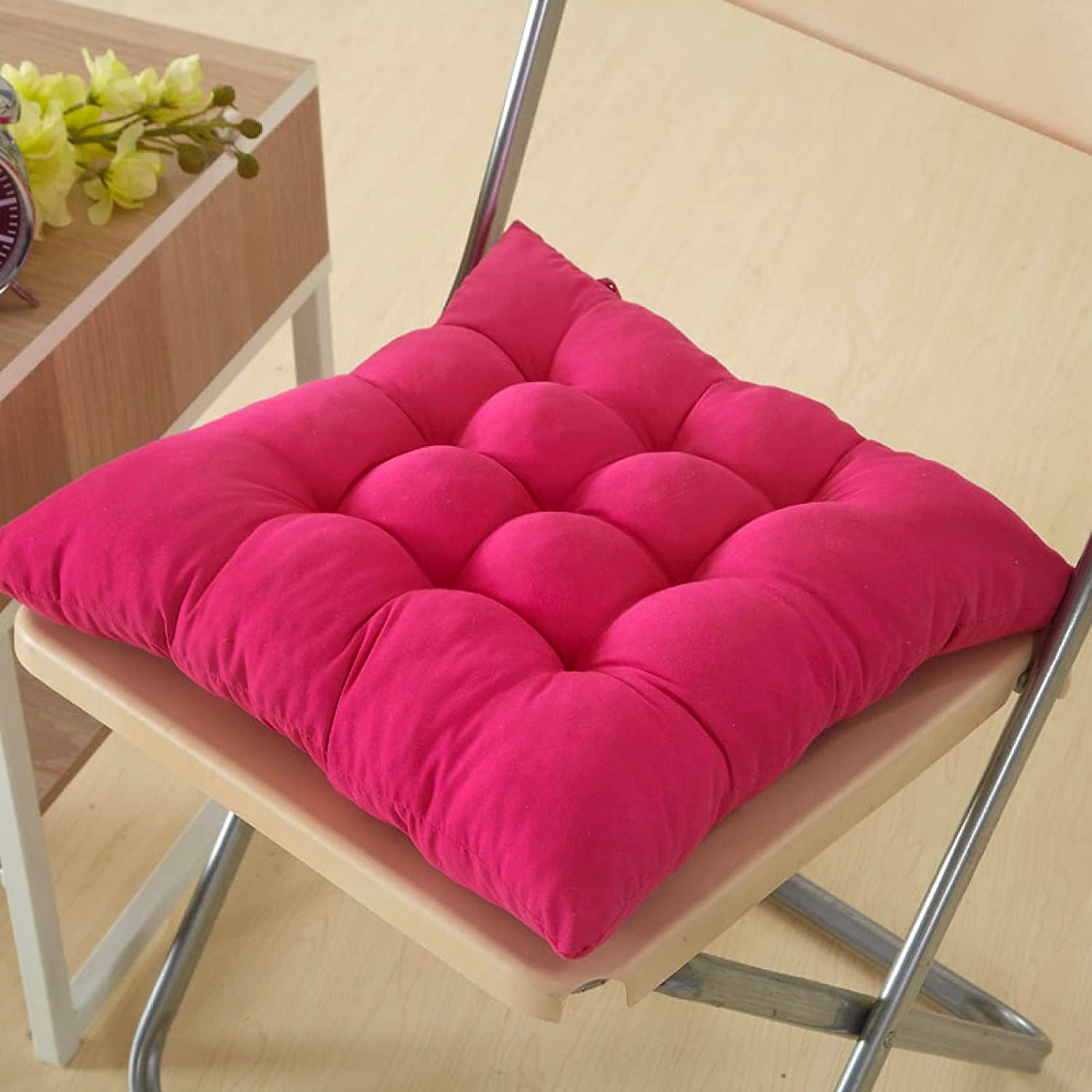 Dining /Office Chair Pad Cotton Seat Cushion (Pink)