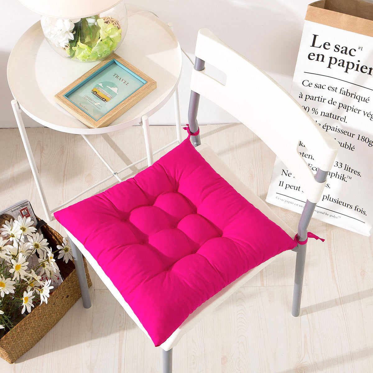 Dining /Office Chair Pad Cotton Seat Cushion (Pink)