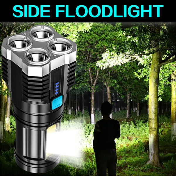 High Performance Ultra-Bright Rechargeable 4-LED Torch Flashlight Night Light